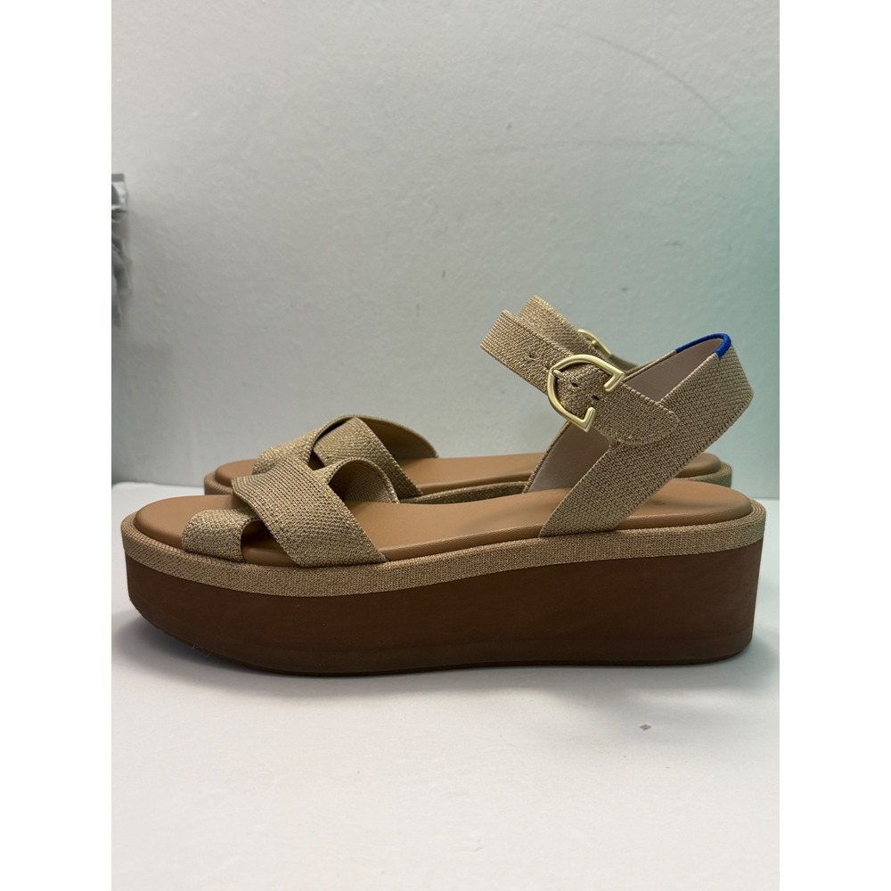 Rothy's The Weekend Slide Platform Sandal Sand Gold Shimmer Women's Size 9 Chic - Picture 4 of 8